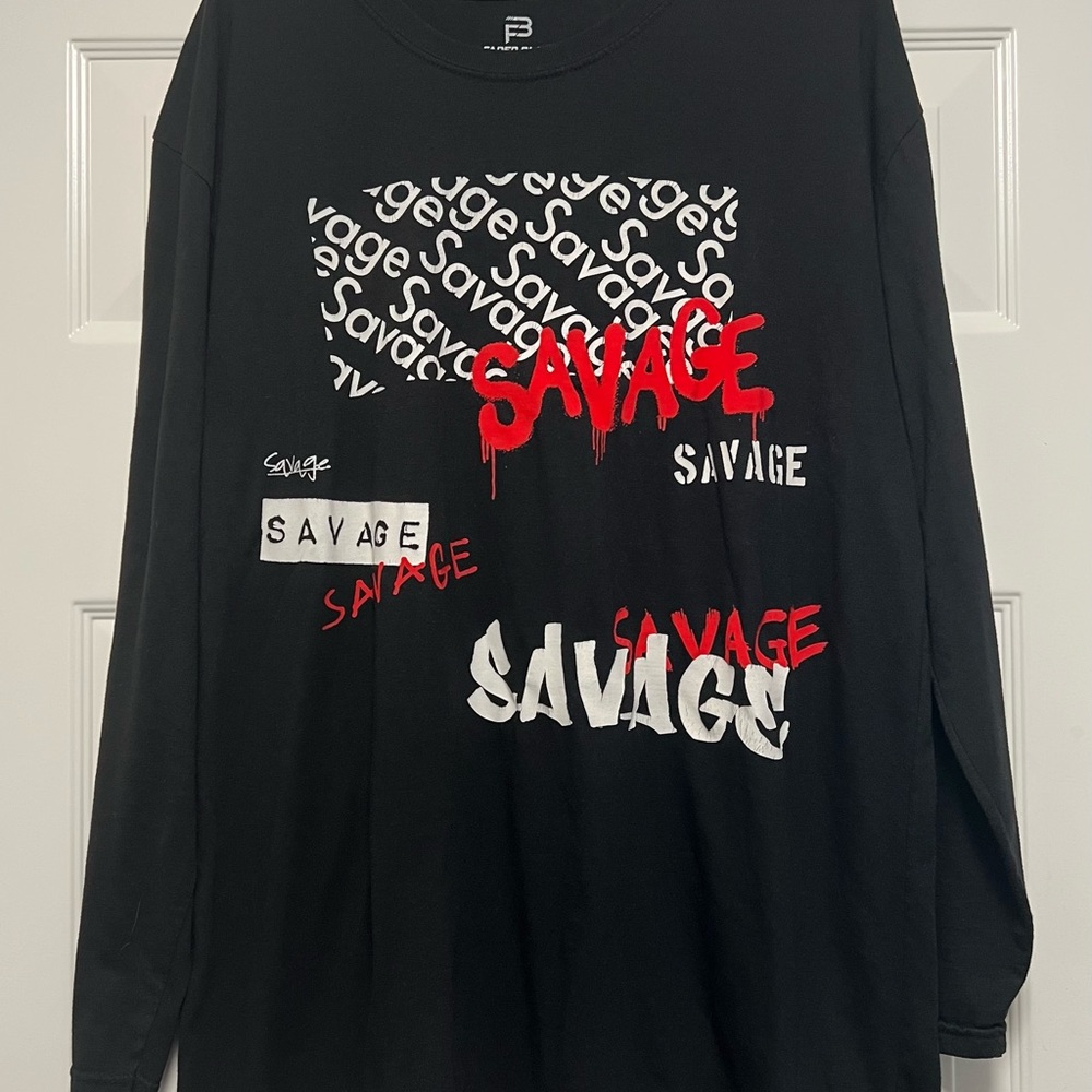 Savage Graphic Long Sleeve Shirt in Black